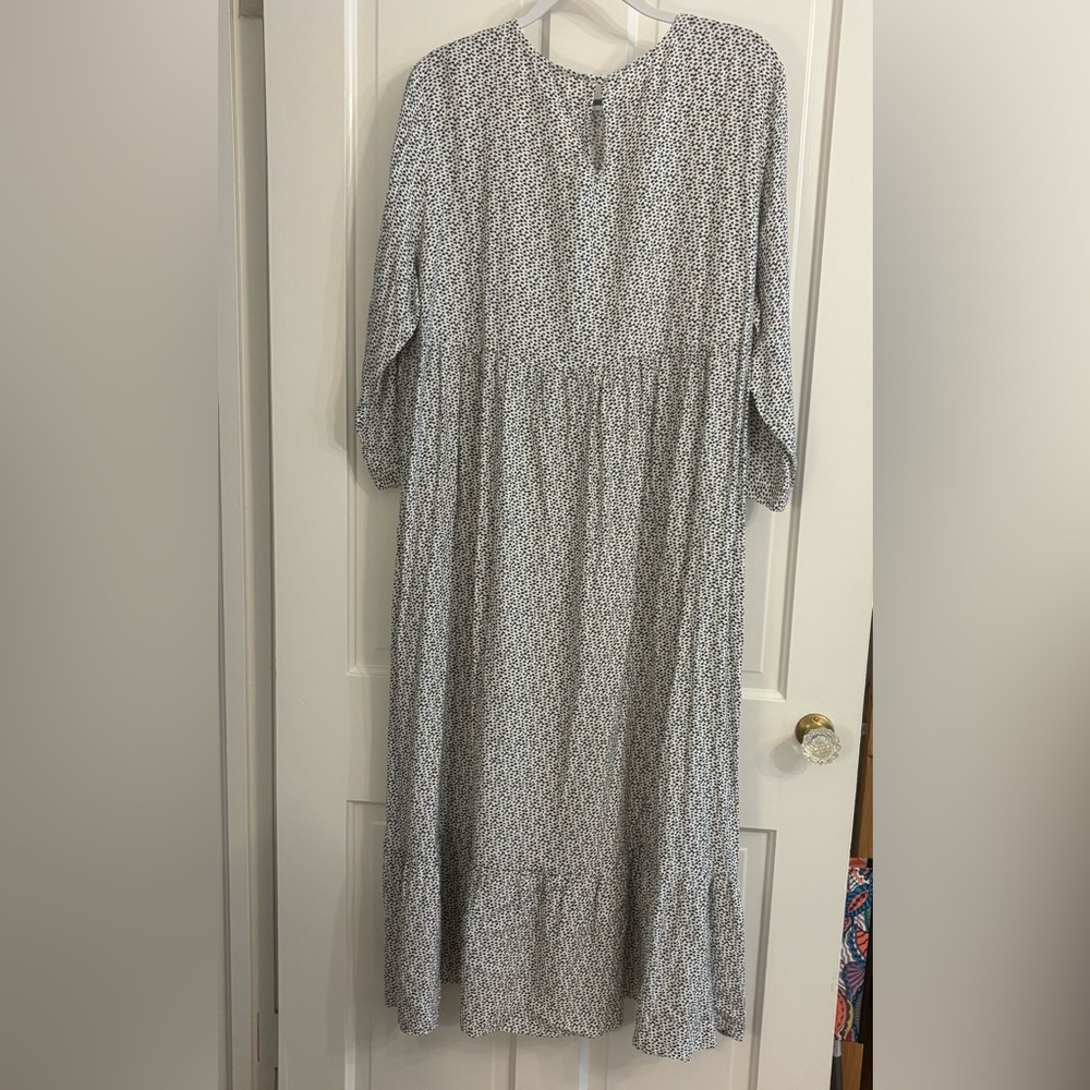 LOFT White and Black Speckled Midi Dress - Picture 2 of 4